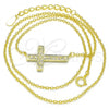 Sterling Silver Pendant Necklace, Cross Design, with White Micro Pave, Polished, Golden Finish, 04.336.0100.2.16