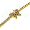 Oro Laminado Fancy Bracelet, Gold Filled Style Butterfly Design, with White Micro Pave, Polished, Golden Finish, 03.341.0182.1.08