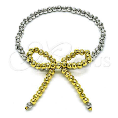 Oro Laminado Fancy Bracelet, Gold Filled Style Bow and Expandable Bead Design, Polished, Two Tone, 03.341.0220.1.07