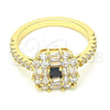Oro Laminado Multi Stone Ring, Gold Filled Style with Black and White Cubic Zirconia, Polished, Golden Finish, 01.221.0015.2.08 (Size 8)