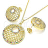 Oro Laminado Earring and Pendant Adult Set, Gold Filled Style with Multicolor Cubic Zirconia, Polished, Golden Finish, 10.233.0037
