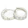 Sterling Silver Huggie Hoop, with White Cubic Zirconia, Polished, Rhodium Finish, 02.332.0068.15