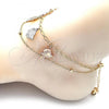 Oro Laminado Charm Anklet , Gold Filled Style Fish Design, Polished, Tricolor, 03.331.0111.10