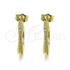 Oro Laminado Stud Earring, Gold Filled Style with White Micro Pave, Polished, Golden Finish, 02.195.0150