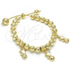 Oro Laminado Adjustable Bolo Bracelet, Gold Filled Style Heart Design, Polished, Golden Finish, 03.63.2012.08