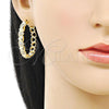 Oro Laminado Huggie Hoop, Gold Filled Style with White Micro Pave, Polished, Golden Finish, 02.204.0054.35