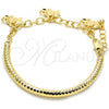 Oro Laminado Charm Bracelet, Gold Filled Style Elephant and Hollow Design, Diamond Cutting Finish, Golden Finish, 03.63.1865.08