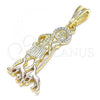 Oro Laminado Religious Pendant, Gold Filled Style San Lazaro Design, Polished, Tricolor, 05.351.0170