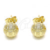 Oro Laminado Stud Earring, Gold Filled Style Matte Finish, Golden Finish, 02.100.0108