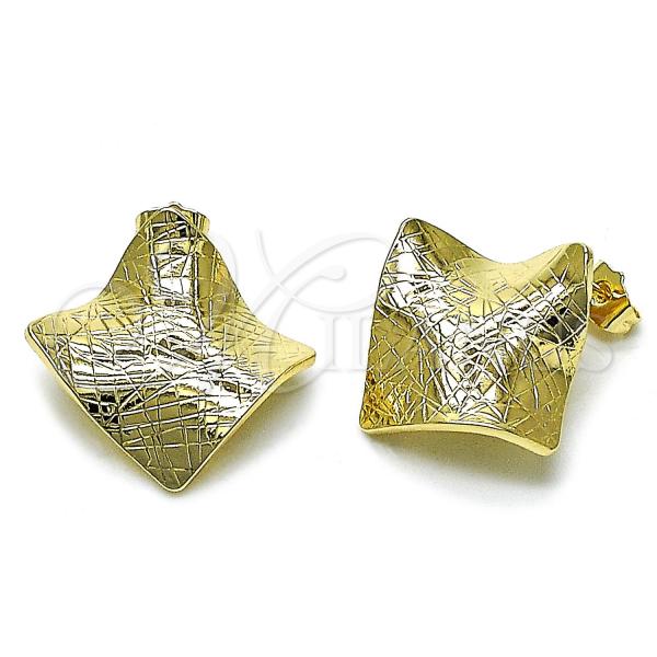 Oro Laminado Stud Earring, Gold Filled Style Diamond Cutting Finish, Golden Finish, 02.428.0007