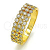 Oro Laminado Multi Stone Ring, Gold Filled Style with White Cubic Zirconia, Polished, Golden Finish, 01.118.0052.08 (Size 8)