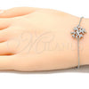 Sterling Silver Fancy Bracelet, Tree Design, with White Cubic Zirconia, Polished, Rhodium Finish, 03.336.0068.08