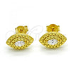 Sterling Silver Stud Earring, with White Cubic Zirconia, Polished, Golden Finish, 02.186.0145