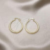 Oro Laminado Medium Hoop, Gold Filled Style Hollow Design, Diamond Cutting Finish, Golden Finish, 02.170.0084.30