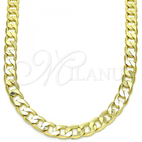 Oro Laminado Basic Necklace, Gold Filled Style Curb Design, Polished, Golden Finish, 5.222.002.24
