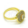 Oro Laminado Multi Stone Ring, Gold Filled Style Butterfly Design, with White Micro Pave, Polished, Golden Finish, 01.210.0152