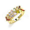 Oro Laminado Multi Stone Ring, Gold Filled Style with Multicolor Cubic Zirconia, Polished, Golden Finish, 01.283.0026.09