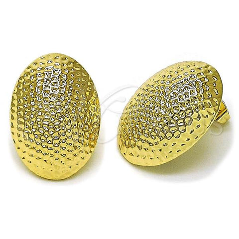 Oro Laminado Stud Earring, Gold Filled Style Hollow Design, Polished, Golden Finish, 02.411.0043