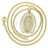 Oro Laminado Pendant Necklace, Gold Filled Style Divino Niño Design, Polished, Golden Finish, 04.106.0044.1.20