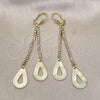 Oro Laminado Long Earring, Gold Filled Style Teardrop Design, with White Cubic Zirconia, Golden Finish, 5.099.003