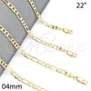Oro Laminado Basic Necklace, Gold Filled Style Figaro Design, Polished, Golden Finish, 5.222.016.22