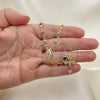 Oro Laminado Medium Rosary, Gold Filled Style Caridad del Cobre and Crucifix Design, with Multicolor Crystal, Polished, Golden Finish, 09.326.0003.18
