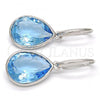 Rhodium Plated Dangle Earring, Teardrop Design, with Aquamarine Swarovski Crystals, Polished, Rhodium Finish, 02.239.0016.6