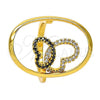 Oro Laminado Multi Stone Ring, Gold Filled Style Butterfly Design, with White and Black Crystal, Polished, Golden Finish, 01.118.0056.8 (Size 8)