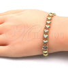 Oro Laminado Fancy Bracelet, Gold Filled Style Heart Design, Polished, Golden Finish, 03.100.0047.08