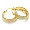 Oro Laminado Medium Hoop, Gold Filled Style Polished, Tricolor, 02.106.0014.1.30