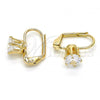 Oro Laminado Leverback Earring, Gold Filled Style with White Cubic Zirconia, Polished, Golden Finish, 5.128.087