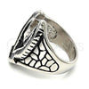 Stainless Steel Mens Ring, Eagle Design, Black Enamel Finish, Steel Finish, 01.234.0002.09 (Size 9)