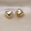 Oro Laminado Small Hoop, Gold Filled Style Heart Design, Polished, Golden Finish, 02.213.0722.12