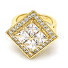 Oro Laminado Multi Stone Ring, Gold Filled Style with White Cubic Zirconia, Polished, Golden Finish, 01.210.0056.08 (Size 8)