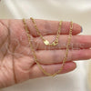 Oro Laminado Basic Necklace, Gold Filled Style Figaro Concave Design, Polished, Golden Finish, 5.223.025.18