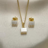 Oro Laminado Earring and Pendant Adult Set, Gold Filled Style with Ivory Pearl, Polished, Golden Finish, 10.379.0015