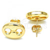 Oro Laminado Stud Earring, Gold Filled Style Puff Mariner Design, Polished, Golden Finish, 02.63.2671