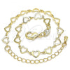 Oro Laminado Fancy Bracelet, Gold Filled Style Heart Design, Polished, Golden Finish, 03.145.0011.08