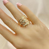 Oro Laminado Elegant Ring, Gold Filled Style Diamond Cutting Finish, Golden Finish, 01.233.0031.08