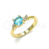 Oro Laminado Multi Stone Ring, Gold Filled Style with Blue Topaz and White Cubic Zirconia, Polished, Golden Finish, 01.284.0046.1.08