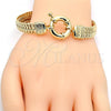 Oro Laminado Fancy Bracelet, Gold Filled Style Greek Key Design, Polished, Golden Finish, 03.179.0024.08