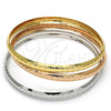 Oro Laminado Trio Bangle, Gold Filled Style Leaf Design, Polished, Tricolor, 07.252.0005.06 (06 MM Thickness, Size 6 - 2.75 Diameter)