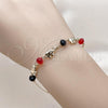 Oro Laminado Fancy Bracelet, Gold Filled Style Elephant Design, with Garnet and Black Crystal, Polished, Golden Finish, 03.213.0043.08