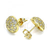Oro Laminado Stud Earring, Gold Filled Style with White Micro Pave, Polished, Golden Finish, 02.342.0152
