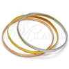 Stainless Steel Trio Bangle, Leaf Design, Polished, Tricolor, 07.244.0002.06 (05 MM Thickness, Size 6 - 2.75 Diameter)