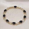 Oro Laminado Tennis Bracelet, Gold Filled Style Hugs and Kisses Design, with Black and White Cubic Zirconia, Polished, Golden Finish, 03.206.0001.9.07