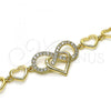 Oro Laminado Fancy Bracelet, Gold Filled Style Infinite and Heart Design, with White Micro Pave, Polished, Golden Finish, 03.283.0251.07