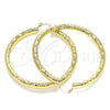 Oro Laminado Large Hoop, Gold Filled Style Hollow Design, Diamond Cutting Finish, Golden Finish, 02.213.0313.60