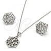 Sterling Silver Earring and Pendant Adult Set, with White Cubic Zirconia, Polished, Rhodium Finish, 10.175.0019