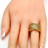 Oro Laminado Multi Stone Ring, Gold Filled Style with White Micro Pave, Polished, Golden Finish, 01.266.0004.07 (Size 7)